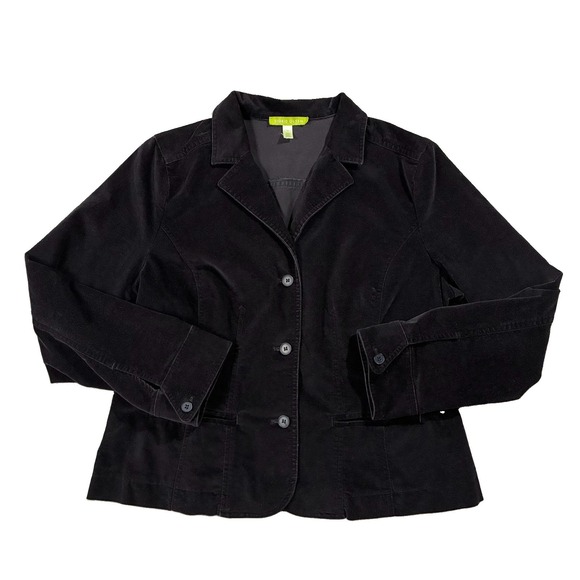 Sigrid Olsen Pants - Sigrid Olsen Velvet Single Breasted Blazer Dinner Coat Black Women 14 Minimalist